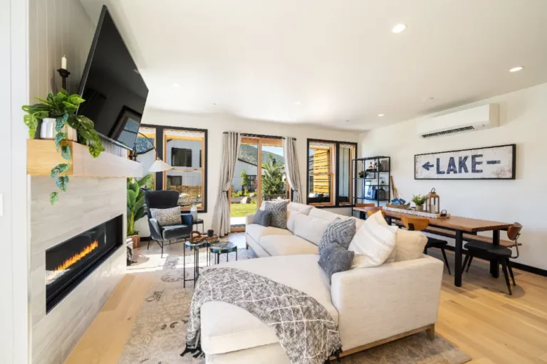 Beautiful living room with a fireplace